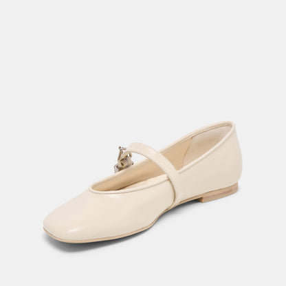 Dolce Vita Alizza Creme Crinkle Patent Ballet Flats