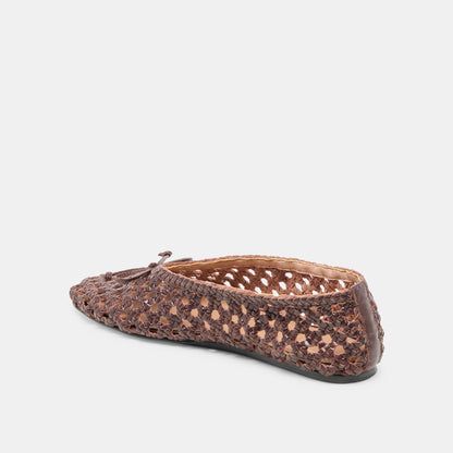 Dolce Vita Edda Brown Woven Leather Ballet Flats