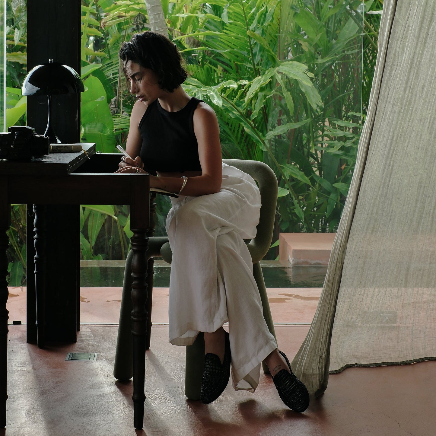Dolce Vita Armond Black Woven Leather Flats