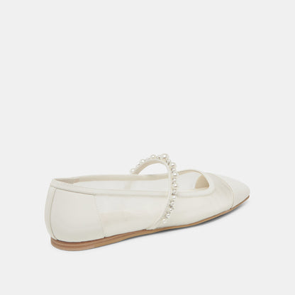 Dolce Vita ROLLIN PEARL BALLET FLATS WHITE MESH