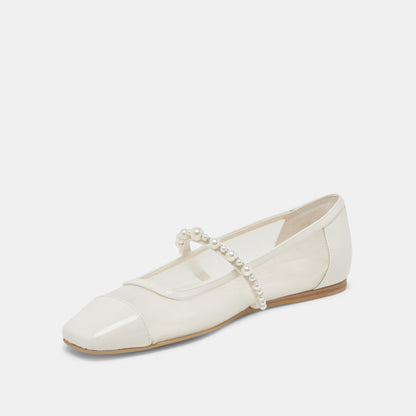 Dolce Vita ROLLIN PEARL BALLET FLATS WHITE MESH