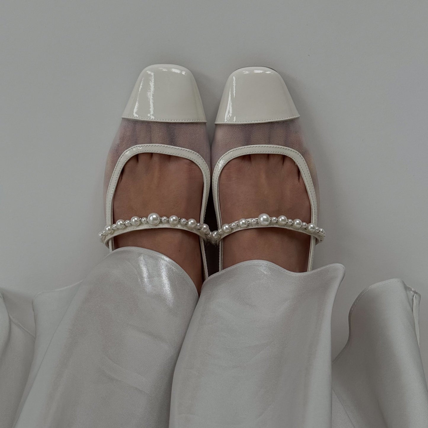 Dolce Vita ROLLIN PEARL BALLET FLATS WHITE MESH
