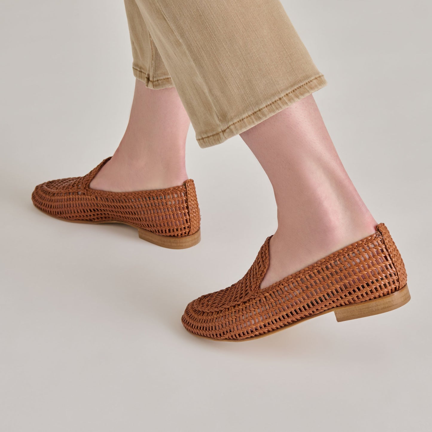 Dolce Vita Armond Cognac Woven Leather Flats