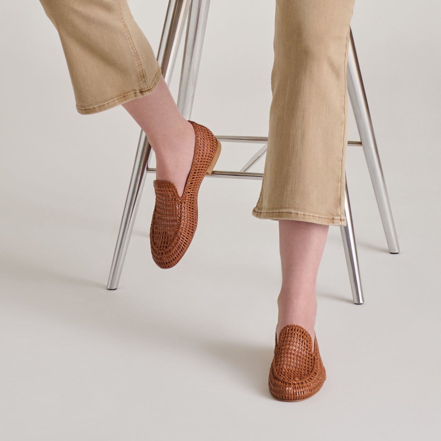 Dolce Vita Armond Cognac Woven Leather Flats