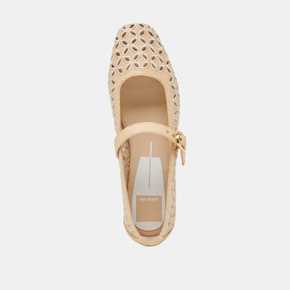 Dolce Vita RODNI EYELET PERF BALLET FLATS LT NATURAL WOVEN RAFFIA