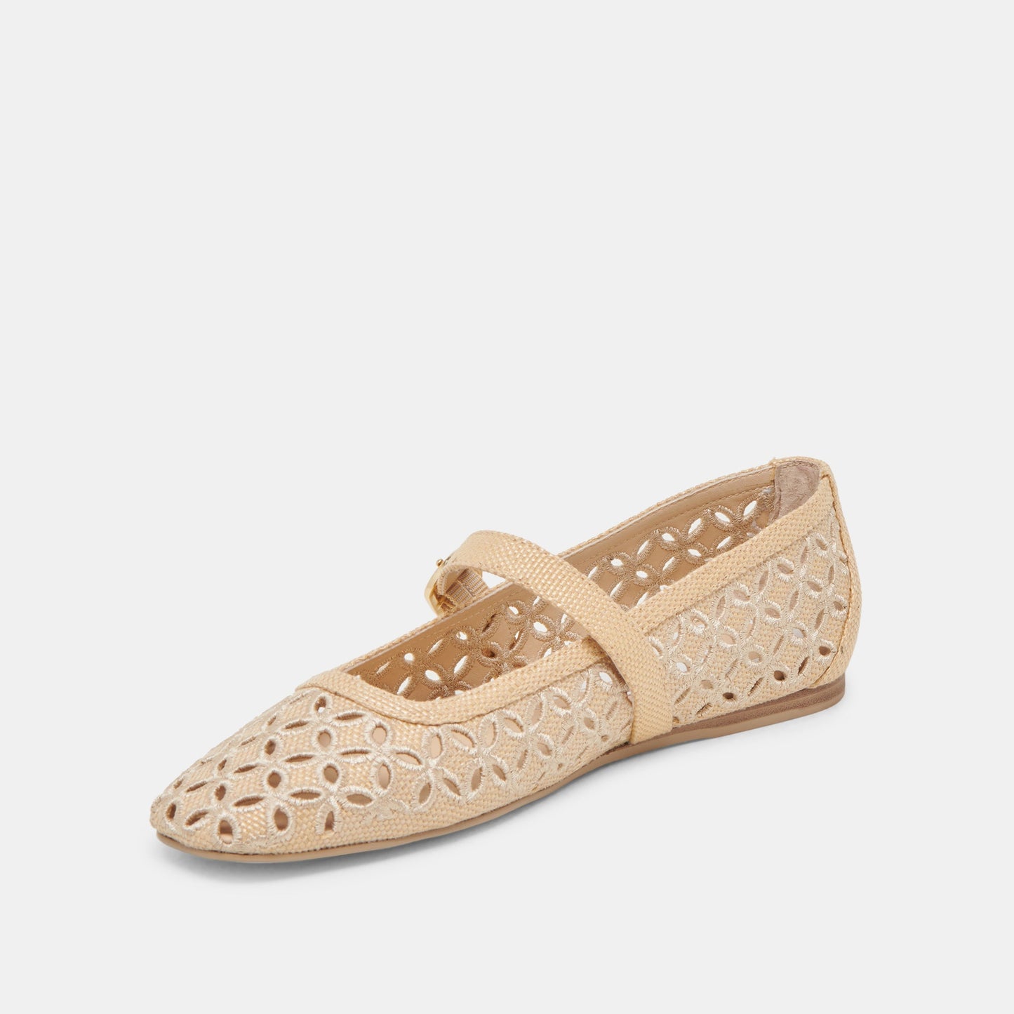 Dolce Vita RODNI EYELET PERF BALLET FLATS LT NATURAL WOVEN RAFFIA