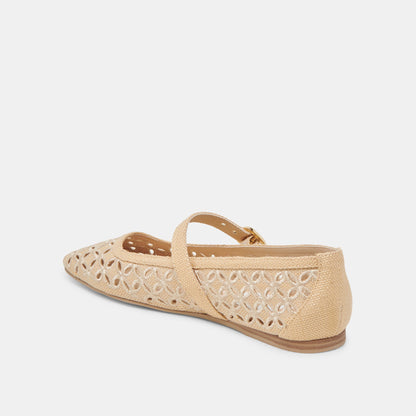 Dolce Vita RODNI EYELET PERF BALLET FLATS LT NATURAL WOVEN RAFFIA