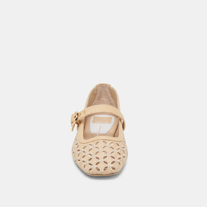 Dolce Vita RODNI EYELET PERF BALLET FLATS LT NATURAL WOVEN RAFFIA