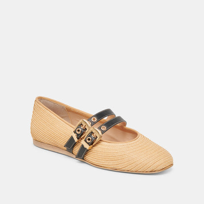 Dolce Vita BAYLEE WIDE BALLET FLATS NATURAL RAFFIA