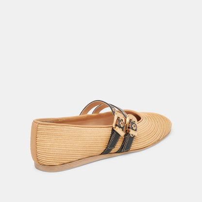 Dolce Vita BAYLEE WIDE BALLET FLATS NATURAL RAFFIA