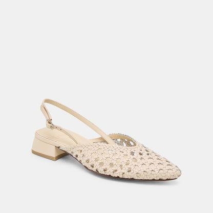 Dolce Vita Birdie Off White Woven Leather Flats