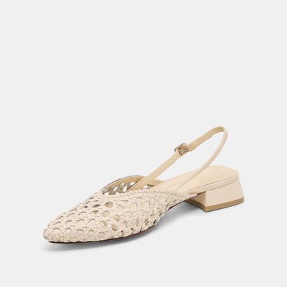 Dolce Vita Birdie Off White Woven Leather Flats