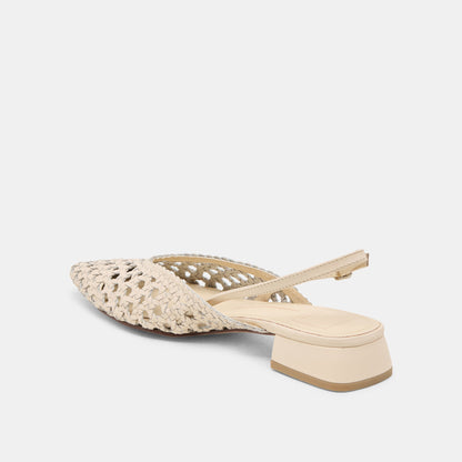 Dolce Vita Birdie Off White Woven Leather Flats