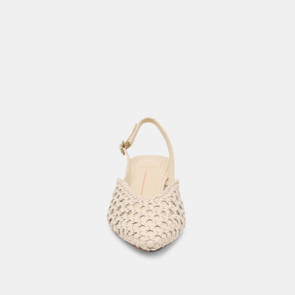 Dolce Vita Birdie Off White Woven Leather Flats