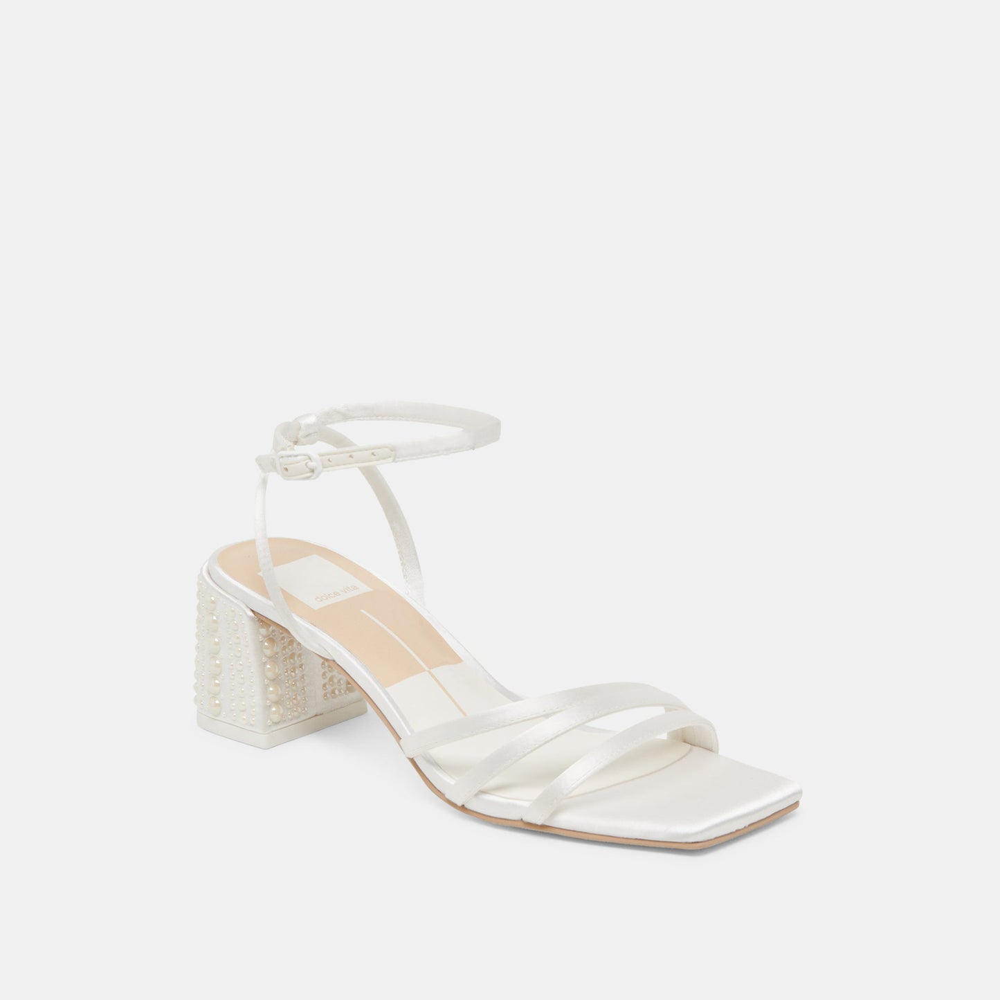 Dolce Vita YSABEL PEARL HEELS TRUE WHITE SATIN