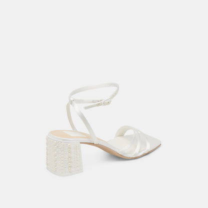 Dolce Vita YSABEL PEARL HEELS TRUE WHITE SATIN
