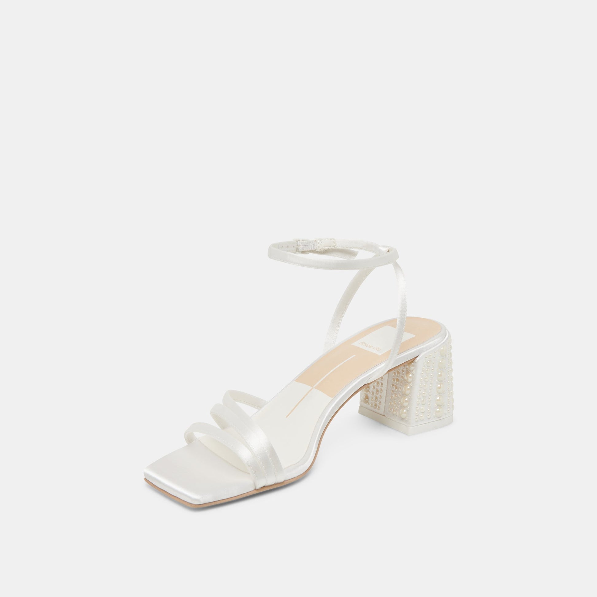 Dolce Vita YSABEL PEARL HEELS TRUE WHITE SATIN