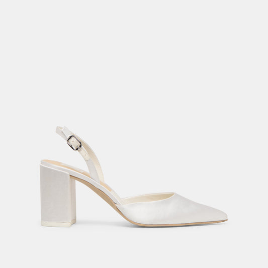 Dolce Vita Carel True White Satin High Heels