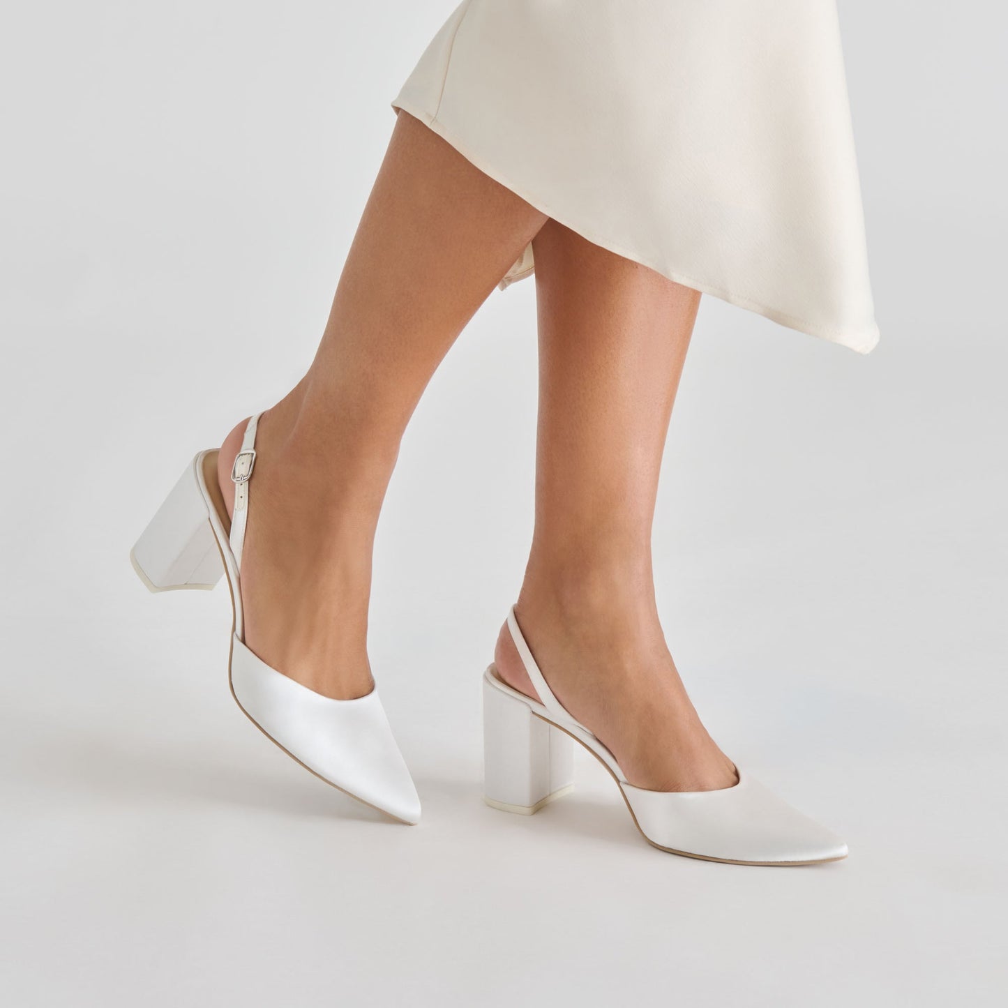 Dolce Vita Carel True White Satin High Heels