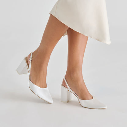 Dolce Vita Carel True White Satin High Heels