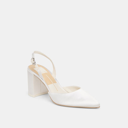Dolce Vita Carel True White Satin High Heels