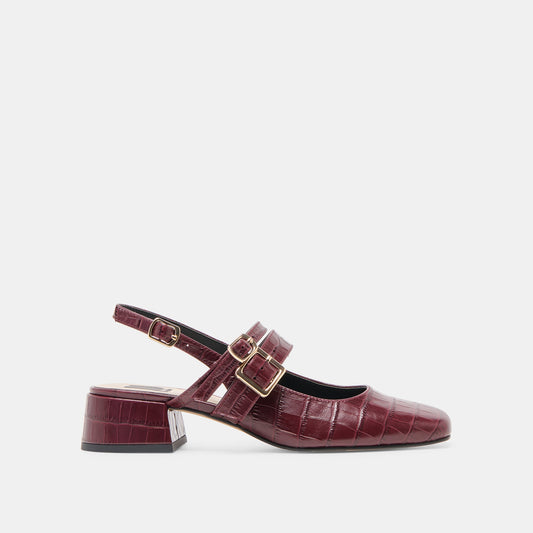 Dolce Vita Patzy Oxblood Embossed Leather Heels