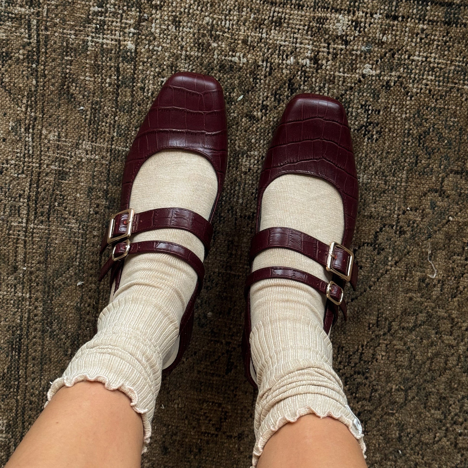Dolce Vita Patzy Oxblood Embossed Leather Heels