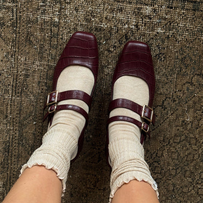Dolce Vita Patzy Oxblood Embossed Leather Heels