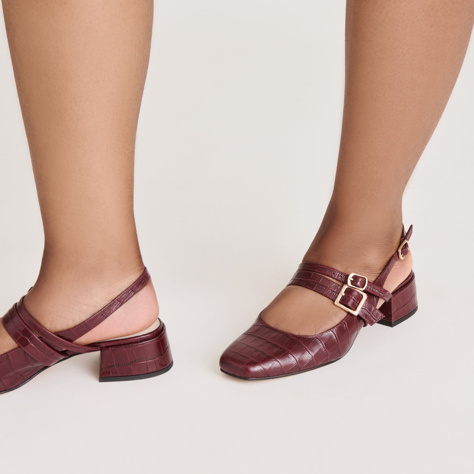 Dolce Vita Patzy Oxblood Embossed Leather Heels