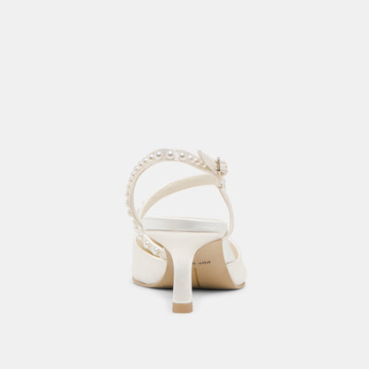 Dolce Vita Kamra Pearl True White Satin Mid Heels