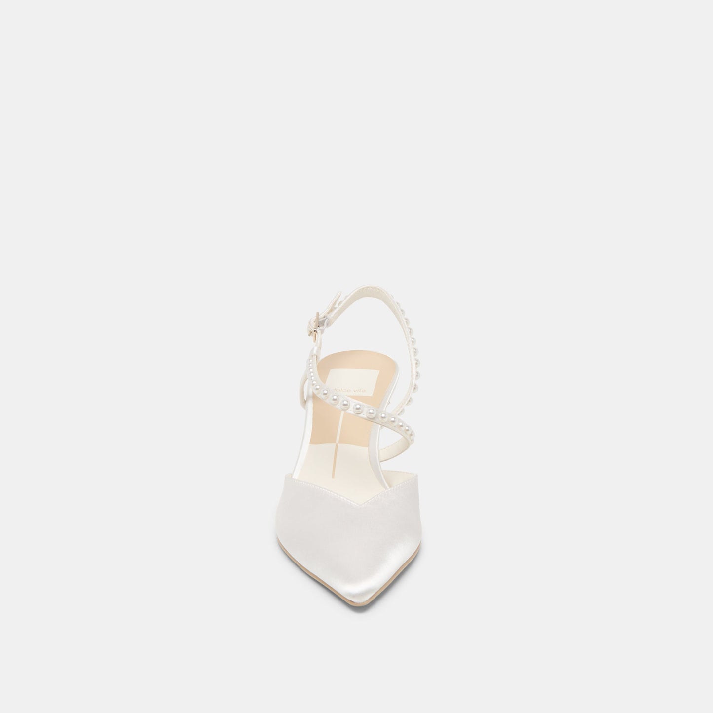 Dolce Vita Kamra Pearl True White Satin Mid Heels