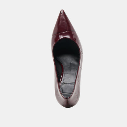 Dolce Vita Misty Burgundy Croco Embossed Leather Heels