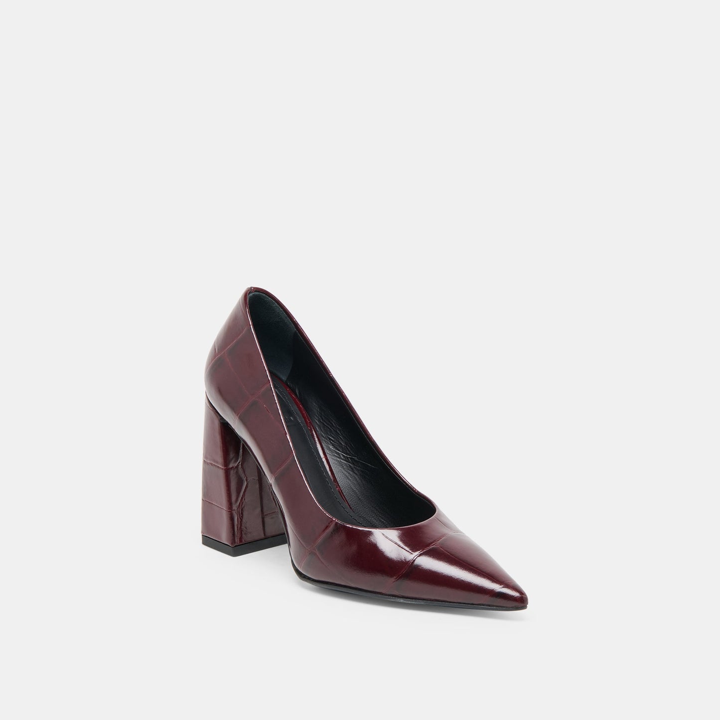 Dolce Vita Misty Burgundy Croco Embossed Leather Heels