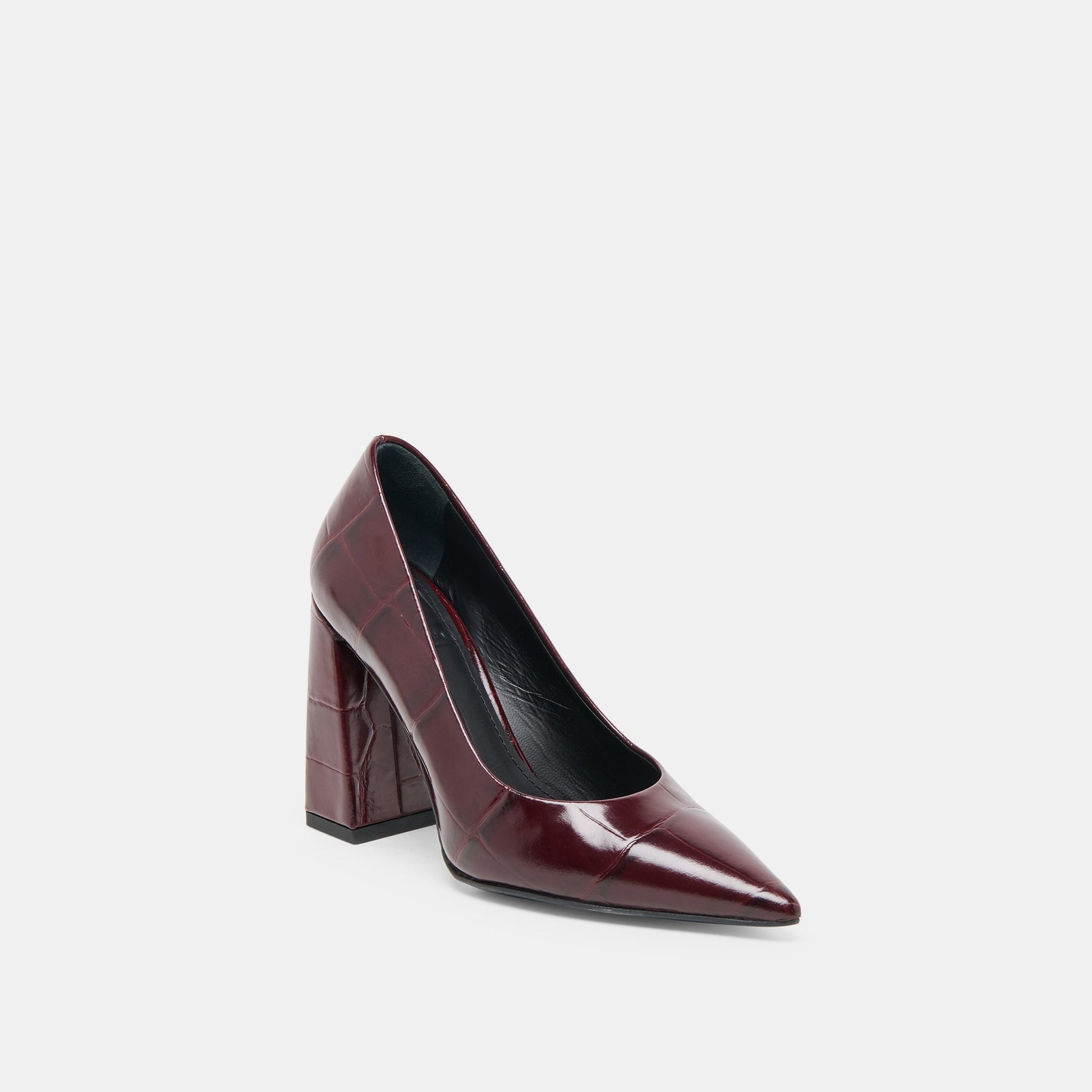 Dolce Vita Misty Burgundy Croco Embossed Leather Heels