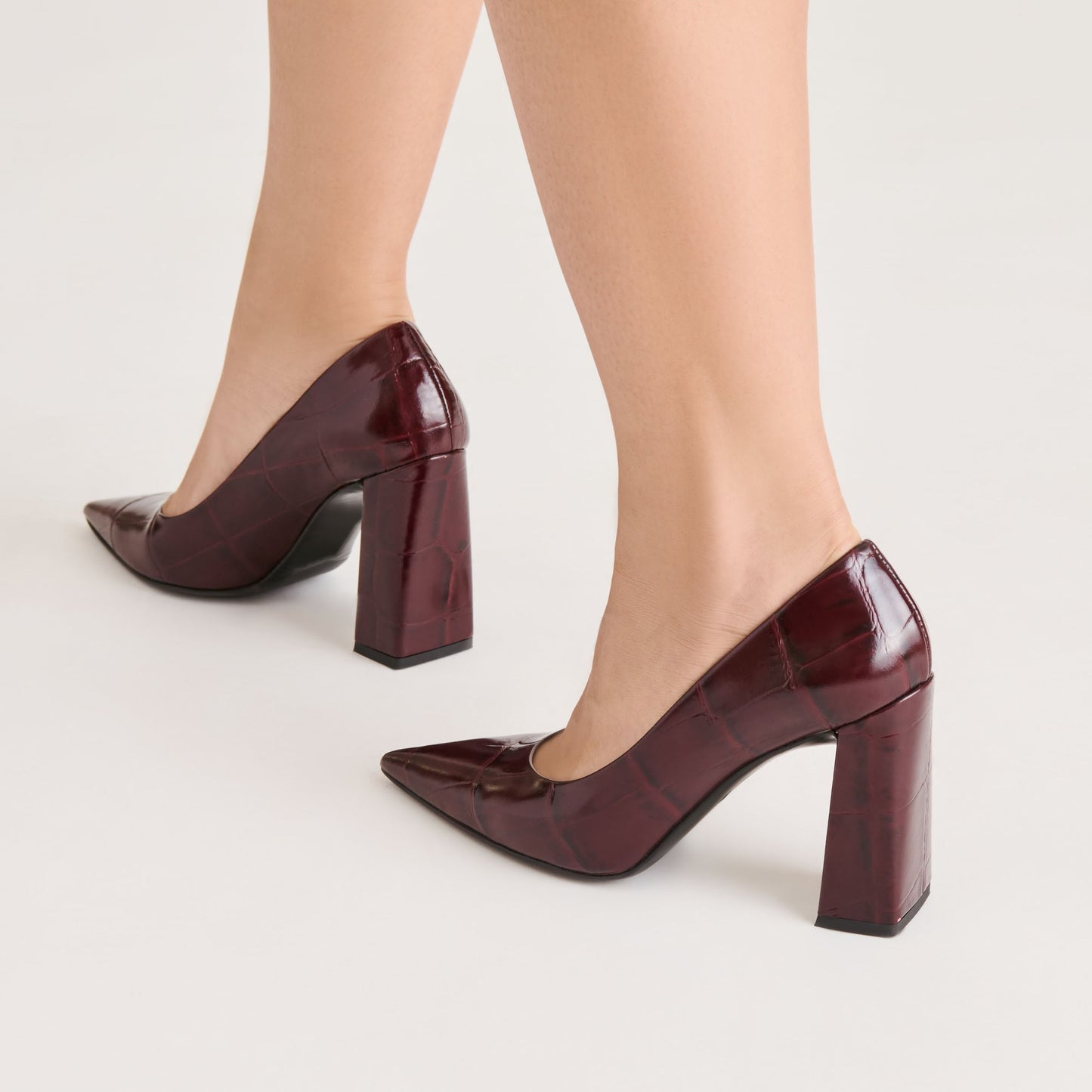 Dolce Vita Misty Burgundy Croco Embossed Leather Heels