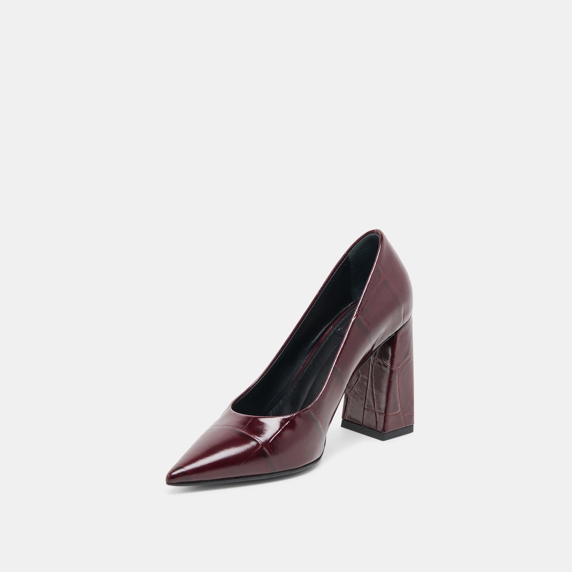 Dolce Vita Misty Burgundy Croco Embossed Leather Heels