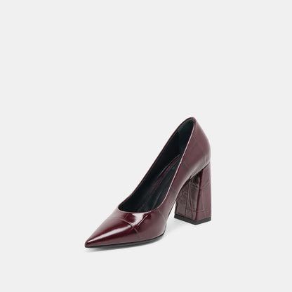 Dolce Vita Misty Burgundy Croco Embossed Leather Heels
