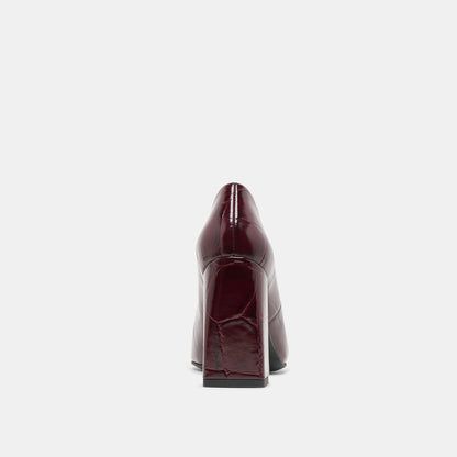 Dolce Vita Misty Burgundy Croco Embossed Leather Heels