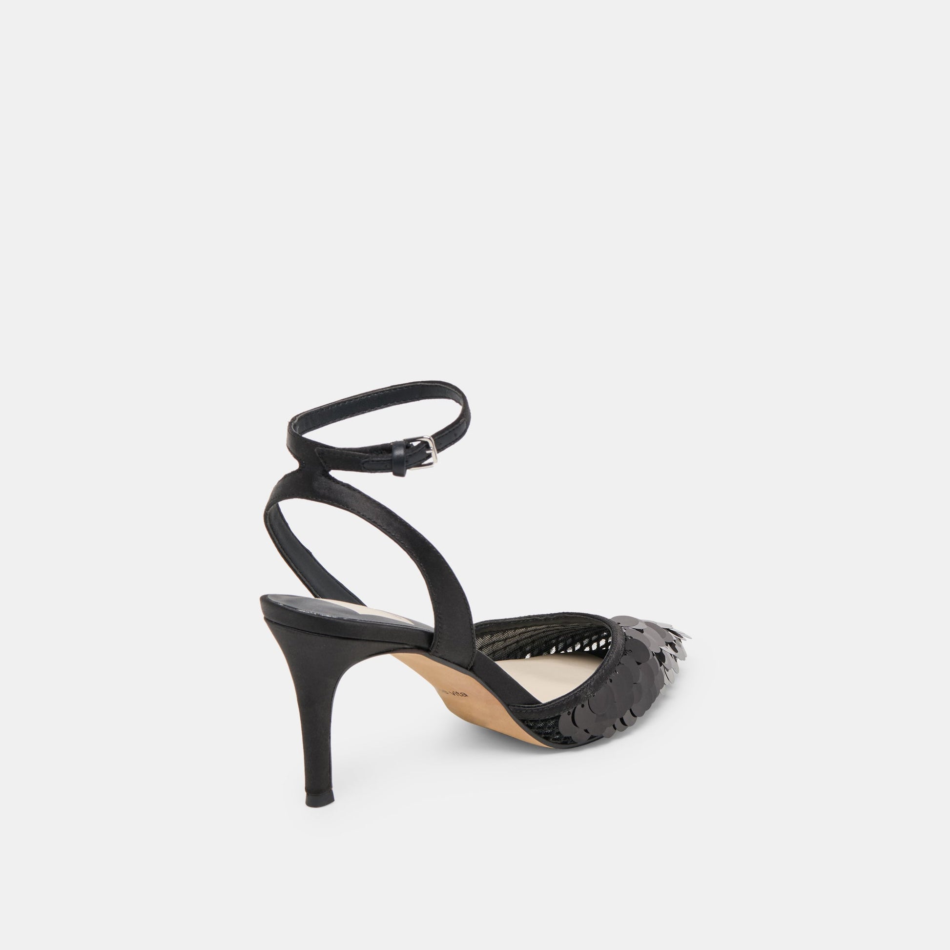 Dolce Vita Elizza Confetti Onyx Woven Mesh Heels