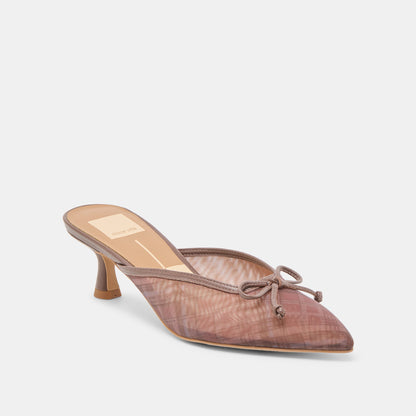 Dolce Vita Cleo Cognac Plaid Mesh Heels