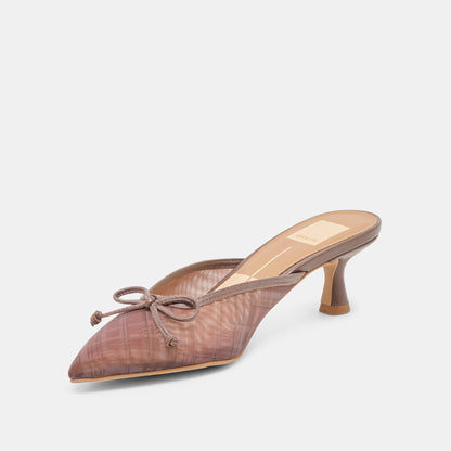Dolce Vita Cleo Cognac Plaid Mesh Heels