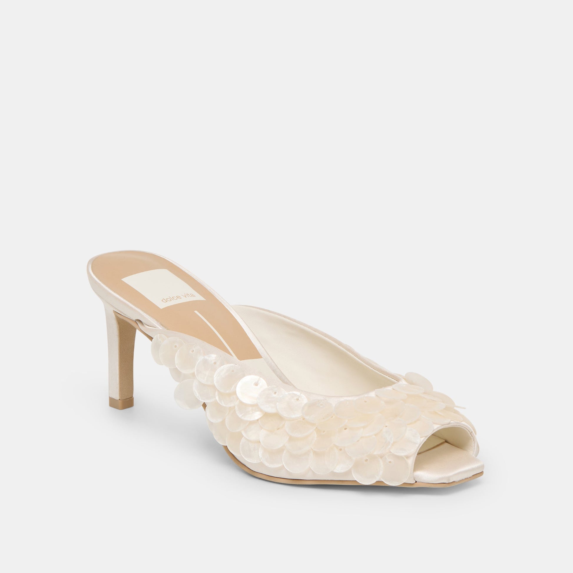 Dolce Vita Samary Confetti Off White Satin Heels