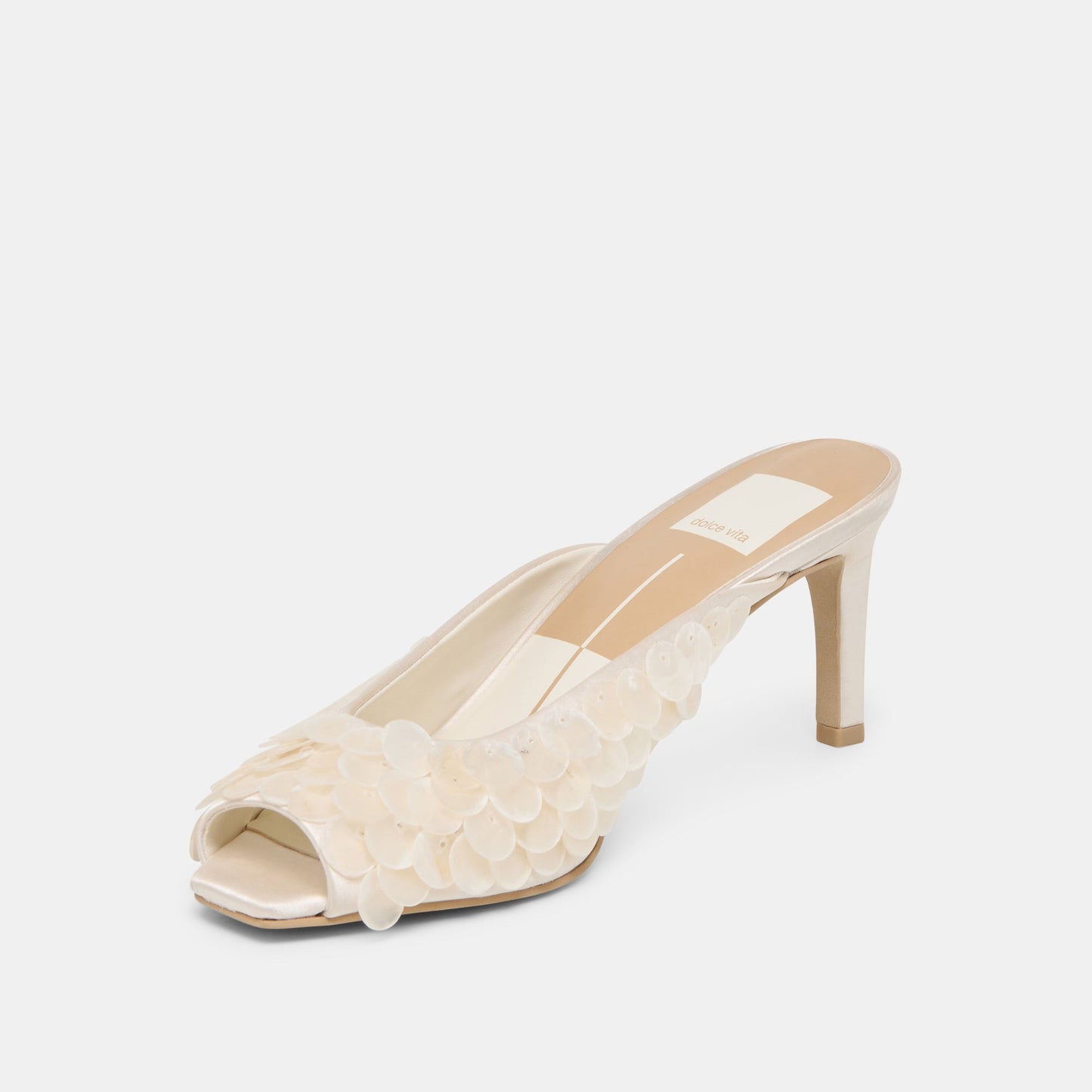 Dolce Vita Samary Confetti Off White Satin Heels