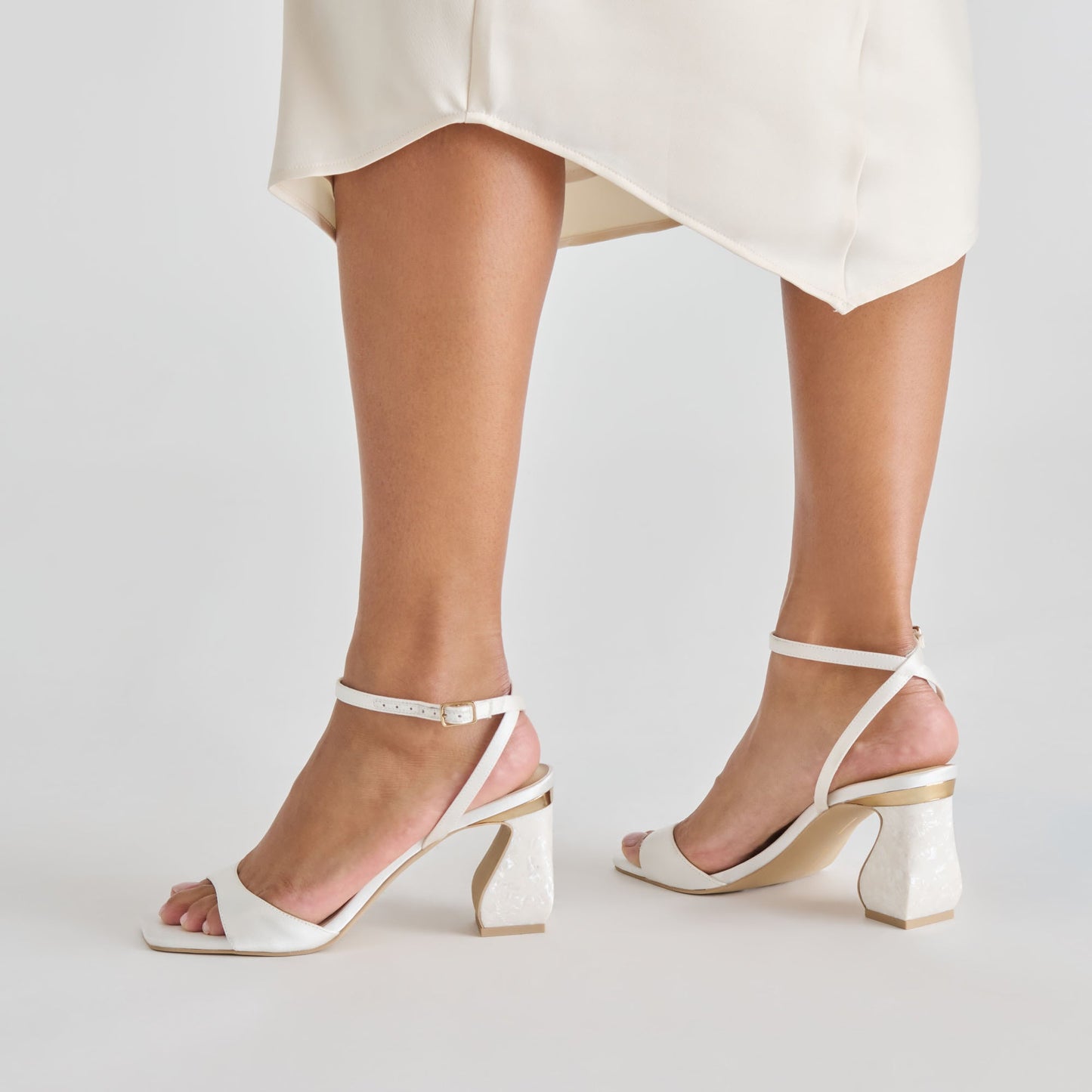 Dolce Vita Tilda True White Satin Heels