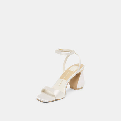 Dolce Vita Tilda True White Satin Heels