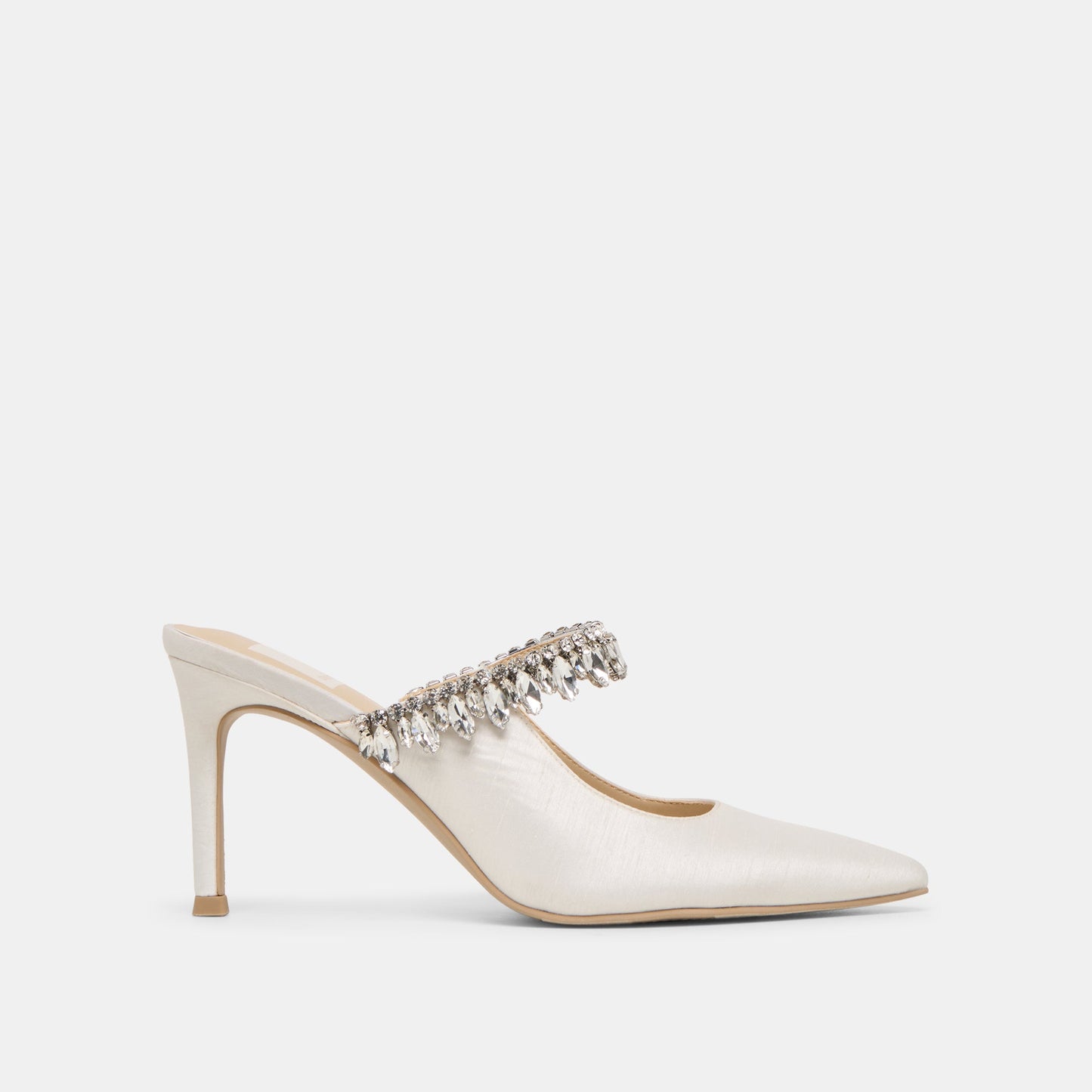 Dolce Vita Keli Crystal White Satin Heels
