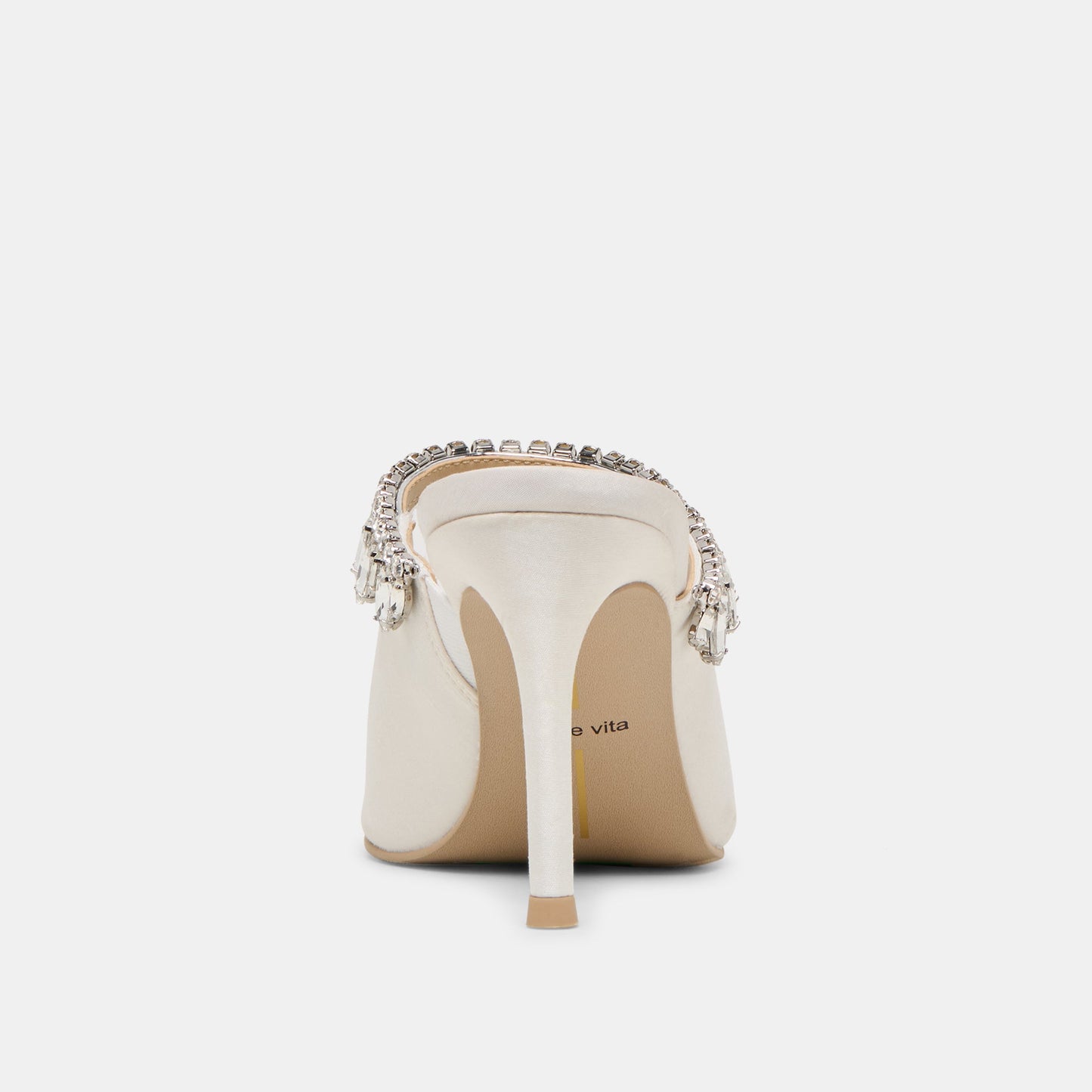 Dolce Vita Keli Crystal White Satin Heels