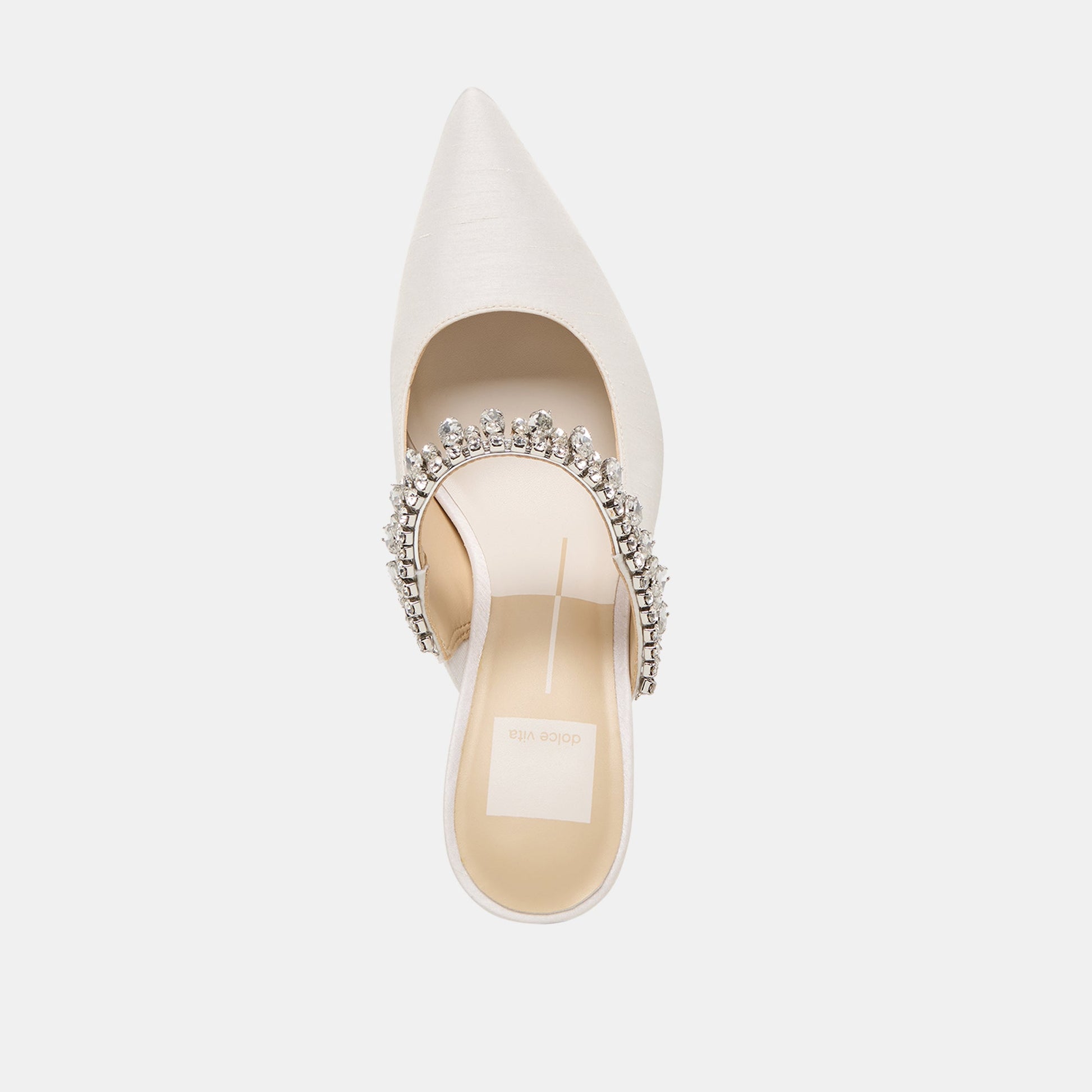Dolce Vita Keli Crystal White Satin Heels