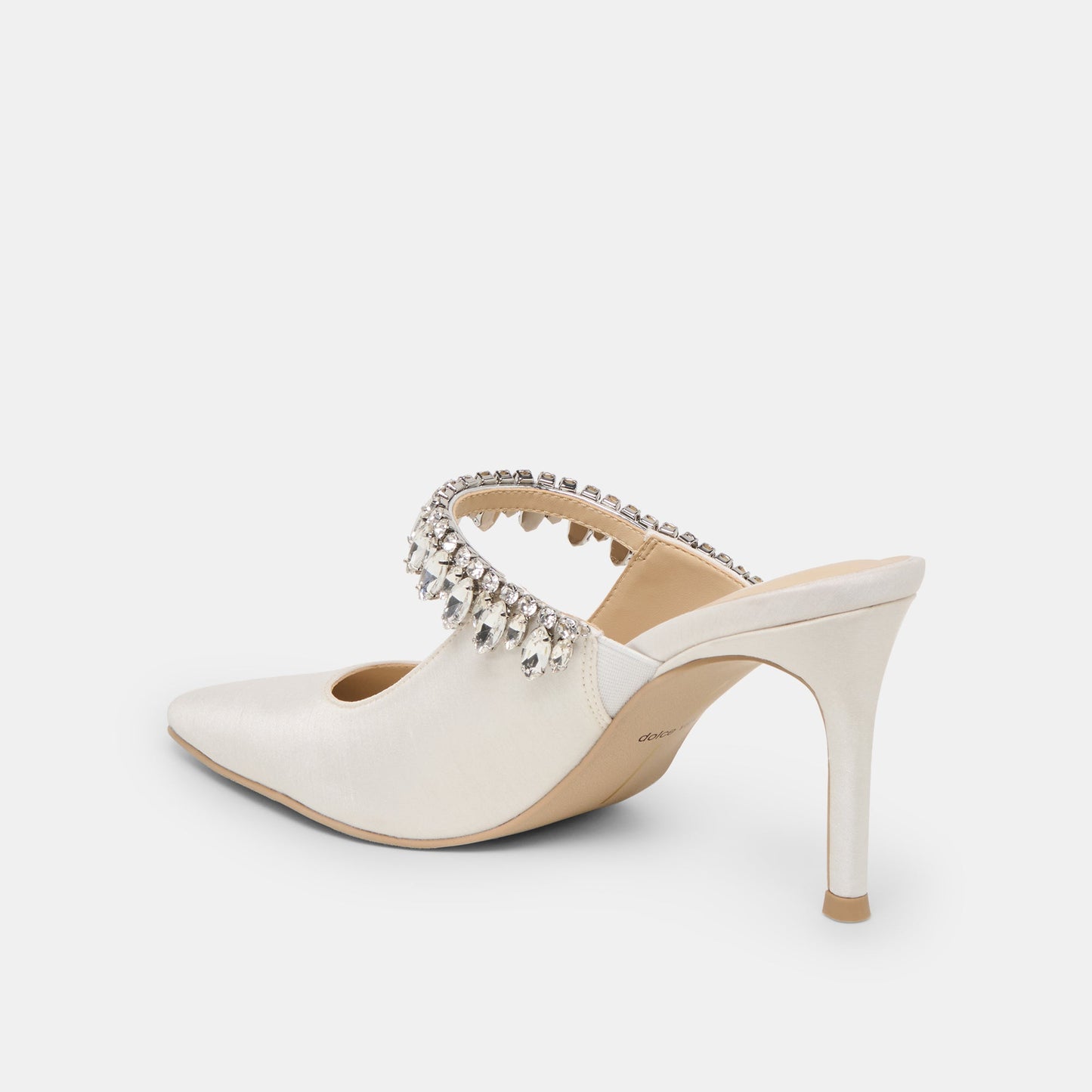 Dolce Vita Keli Crystal White Satin Heels