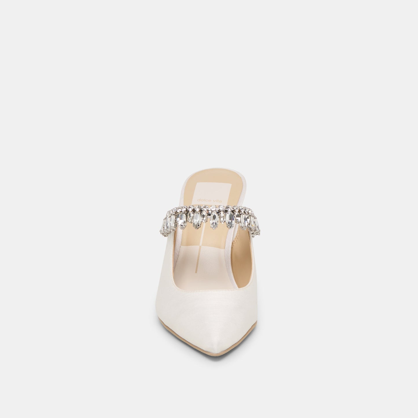 Dolce Vita Keli Crystal White Satin Heels